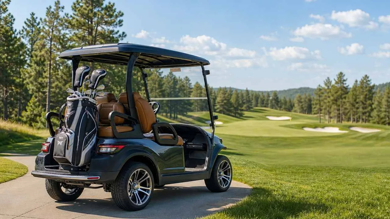 Golf course with electric carts