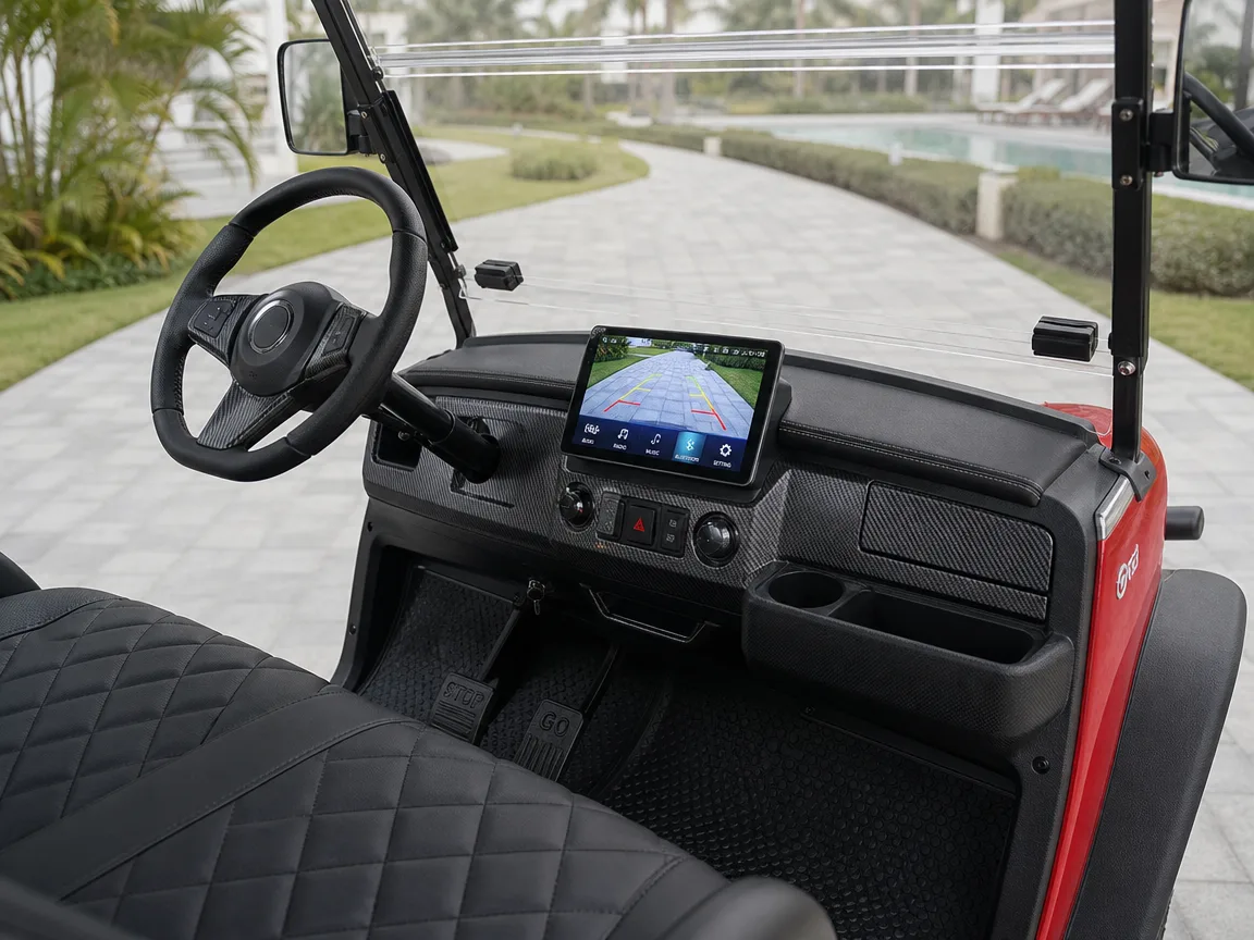 Dashboard display with rear camera active